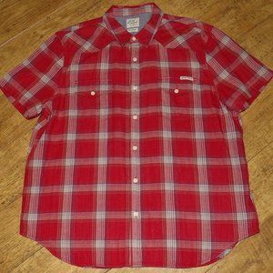 Lucky Brand Red Plaid 2-Pocket Button Shirt, XXL